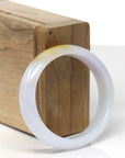Baikalla Natural Light Lavender & Yellow Patch Jadeite Jade "Oval" Bangle Bracelet (52.7mm)