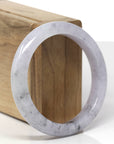 Baikalla Natural Light Lavender & Black Sesame Wuji Jadeite Jade "Half Round" Bangle Bracelet (55.9mm)