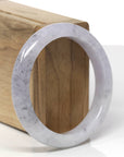 Baikalla Natural Light Lavender & Black Sesame Wuji Jadeite Jade "Half Round" Bangle Bracelet (55.9mm)