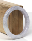 Baikalla Natural Light Lavender & Black Sesame Wuji Jadeite Jade "Half Round" Bangle Bracelet (55.9mm)