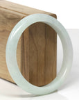 Baikalla Natural Light Green Jadeite Jade "Half Round" Bangle Bracelet (59mm)