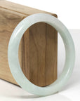 Baikalla Natural Light Green Jadeite Jade "Half Round" Bangle Bracelet (59mm)