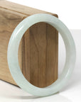 Baikalla Natural Light Green Jadeite Jade "Half Round" Bangle Bracelet (59mm)