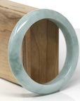 Baikalla Natural Light Blue-Green Jadeite Jade "Half Round" Bangle Bracelet (59.4mm)