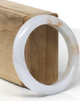 Baikalla Natural Light Lavender & Green W/ Sajin Jadeite Jade "Half Round" Bangle Bracelet (55mm)