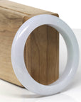 Baikalla Natural Light Green & Light Lavender Jadeite Jade "Half Round" Bangle Bracelet (54.5mm)