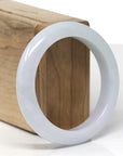 Baikalla Natural Light Green & Light Lavender Jadeite Jade "Half Round" Bangle Bracelet (54.5mm)