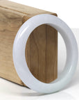 Baikalla Natural Light Green & Light Lavender Jadeite Jade "Half Round" Bangle Bracelet (54.5mm)
