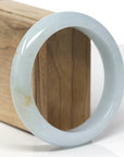 Baikalla Natural Light Blue-Green W/ Sajin (Golden Dust) Jadeite Jade "Half Round" Bangle Bracelet (60.5mm)