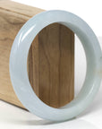 Baikalla Natural Light Blue-Green W/ Sajin (Golden Dust) Jadeite Jade "Half Round" Bangle Bracelet (60.5mm)