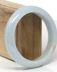 Baikalla Natural Light Blue-Green W/ Sajin (Golden Dust) Jadeite Jade "Half Round" Bangle Bracelet (60.5mm)