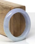 Baikalla Natural Lavender & Light Green Jadeite Jade "Half Round" Bangle Bracelet (51.7mm)