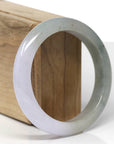 Baikalla Natural Light Lavender & Light Oil-Green Jadeite Jade "Half Round" Bangle Bracelet (57.5mm)