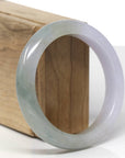 Baikalla Natural Light Lavender & Light Oil-Green Jadeite Jade "Half Round" Bangle Bracelet (57.5mm)