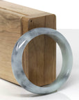 Baikalla Natural Light Green & Black Wuji Jadeite Jade "Oval" Bangle Bracelet (54.2mm)
