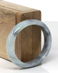 Baikalla Natural Light Green & Black Wuji Jadeite Jade "Oval" Bangle Bracelet (54.2mm)