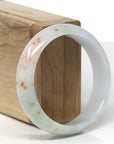 Baikalla Natural Icy Light Blue-Green & Orange Sajin (Golden Dust) Jadeite Jade "Half Round" Bangle Bracelet (56.3mm)