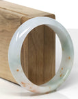 Baikalla Natural Icy Light Blue-Green & Orange Sajin (Golden Dust) Jadeite Jade "Half Round" Bangle Bracelet (56.3mm)