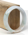 Baikalla Natural Icy Light Blue-Green & Orange Sajin (Golden Dust) Jadeite Jade "Half Round" Bangle Bracelet (56.3mm)