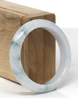 Baikalla Natural Blue-Green Flowers Jadeite Jade "Half Round" Bangle Bracelet (53.1mm)