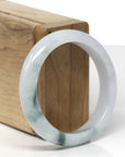 Baikalla Natural Blue-Green Flowers Jadeite Jade "Half Round" Bangle Bracelet (53.1mm)
