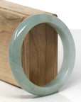Baikalla Natural Oil-Green & Icy Green Patch Jadeite Jade "Half Round" Bangle Bracelet (57.3mm)