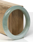 Baikalla Natural Oil-Green & Icy Green Patch Jadeite Jade "Half Round" Bangle Bracelet (57.3mm)