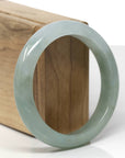 Baikalla Natural Oil-Green & Icy Green Patch Jadeite Jade "Half Round" Bangle Bracelet (57.3mm)