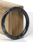 Baikalla Natural Black Wuji Jadeite Jade "Traditional Round" Bangle Bracelet (56.2mm)