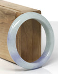 Baikalla Natural Light Blue-Green & Lavender Jadeite Jade "Half Round" Bangle Bracelet (54.7mm)