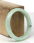 Baikalla Natural Light Apple Green & Black Wuji Jadeite Jade "Oval" Bangle Bracelet (56.2mm)