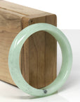 Baikalla Natural Light Apple Green & Black Wuji Jadeite Jade "Oval" Bangle Bracelet (56.2mm)