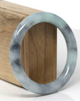 Baikalla Natural Black Wuji & Light Green Jadeite Jade "Traditional Round" Bangle Bracelet (55.8mm)
