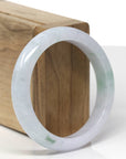 Baikalla Natural Light Lavender & Green Patches Jadeite Jade "Half Round" Bangle Bracelet (55.5mm)