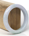 Baikalla Natural Light Lavender W/ Green Patch Jadeite Jade "Half Round" Bangle Bracelet (57.6mm)