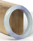 Baikalla Natural Light Blue-Green & Lavender Jadeite Jade "Half Round" Bangle Bracelet (57.6mm)