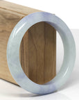 Baikalla Natural Light Blue-Green & Lavender Jadeite Jade "Half Round" Bangle Bracelet (57.6mm)