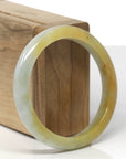 Baikalla Natural Rich Yellow Jadeite Jade "Half Round" Bangle Bracelet (56.3mm)