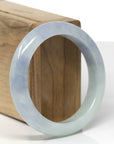 Baikalla Natural Light Blue-Green & Lavender Jadeite Jade "Half Round" Bangle Bracelet (55.6mm)