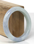 Baikalla Natural Light Blue-Green & Lavender Jadeite Jade "Half Round" Bangle Bracelet (55.6mm)