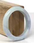 Baikalla Natural Light Blue-Green & Lavender Jadeite Jade "Half Round" Bangle Bracelet (55.6mm)