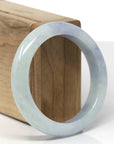 Baikalla Natural Light Blue-Green & Lavender Jadeite Jade "Half Round" Bangle Bracelet (55.6mm)