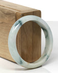 Baikalla Natural Deep Blue-Green Flower & Sajin Jadeite Jade "Half Round" Bangle Bracelet (53.6mm)