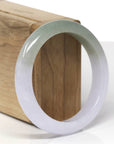 Baikalla Natural Icy Light Lavender & Oil-Green Jadeite Jade "Half Round" Bangle Bracelet (56.3mm)