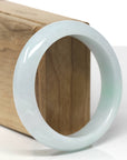 Baikalla Natural Light Green Jadeite Jade "Half Round" Bangle Bracelet (57.7mm)