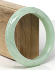 Baikalla Natural Light Apple-Green & Wuji Jadeite Jade "Half Round" Bangle Bracelet (59.7mm)