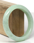 Baikalla Natural Light Apple-Green & Wuji Jadeite Jade "Half Round" Bangle Bracelet (59.7mm)