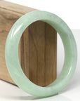 Baikalla Natural Light Apple-Green & Wuji Jadeite Jade "Half Round" Bangle Bracelet (59.7mm)