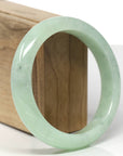 Baikalla Natural Light Apple-Green & Wuji Jadeite Jade "Half Round" Bangle Bracelet (59.7mm)