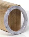 Baikalla Natural Black Sesame Wuji & Light Lavender Jadeite Jade "Half Round" Bangle Bracelet (55.8mm)